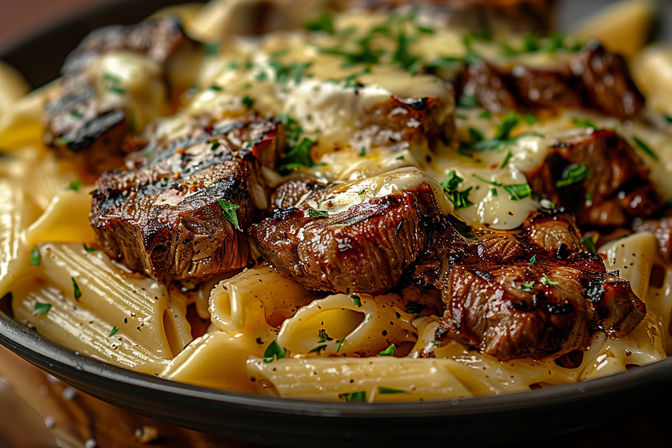 Creamy Garlic Parmesan Steak Pasta