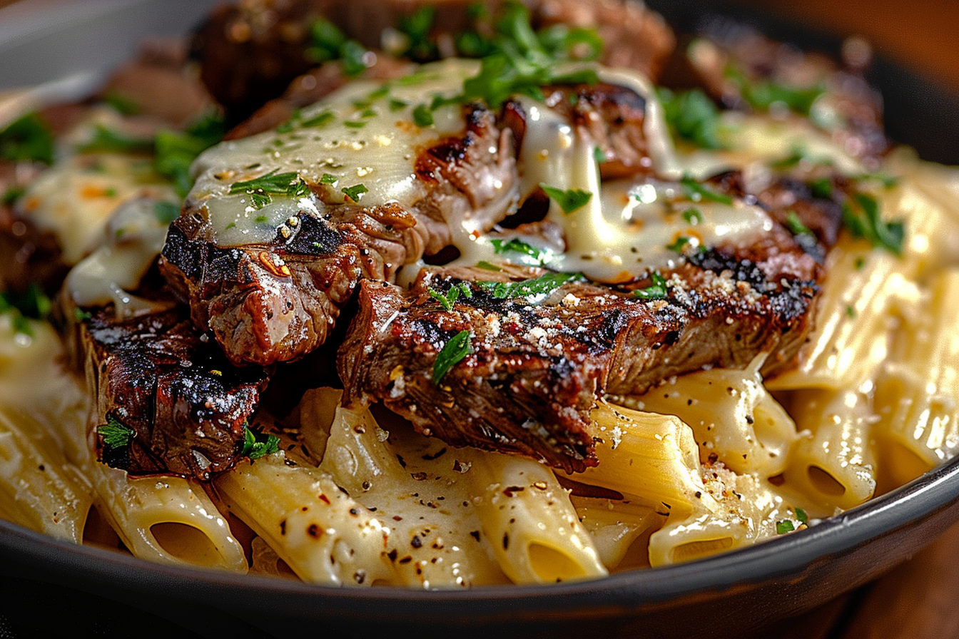 Creamy Garlic Parmesan Steak Pasta