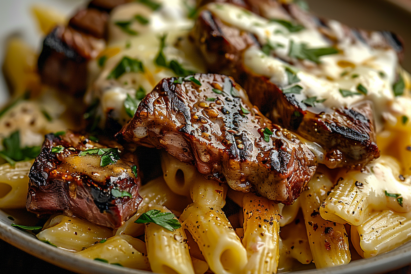 Creamy Garlic Parmesan Steak Pasta