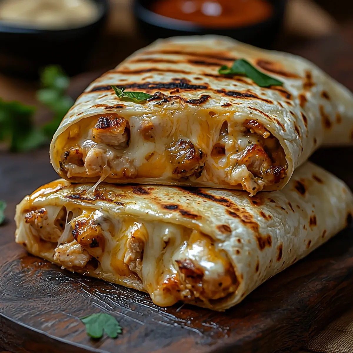 cheesy garlic chicken wraps