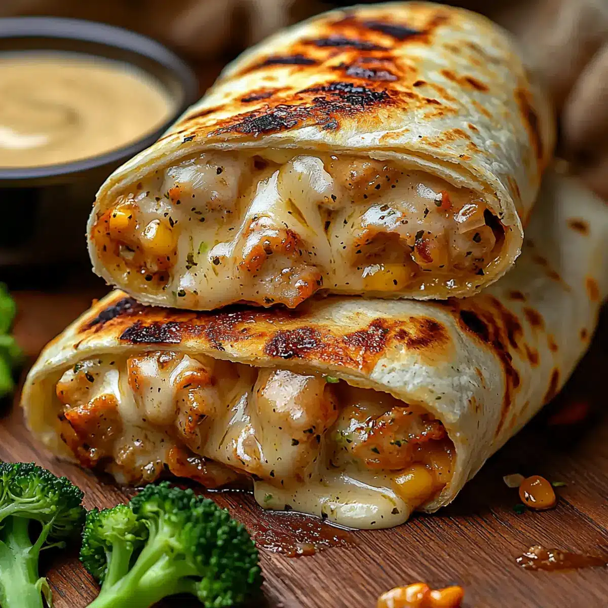 cheesy garlic chicken wraps