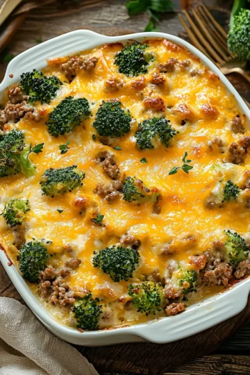 cheesy ground beef and broccoli casserole