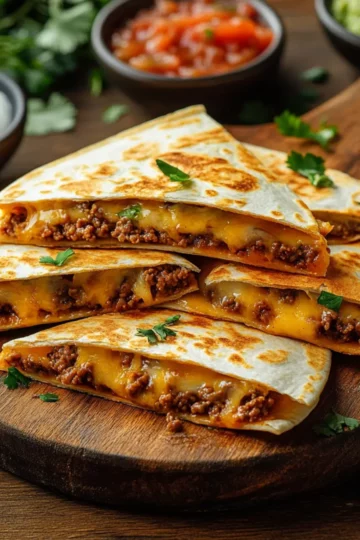 cheesy ground beef quesadillas
