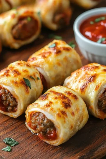cheesy meatball roll ups
