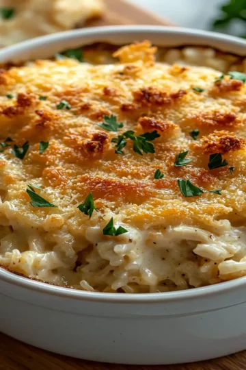 Dump-and-Bake Chicken Alfredo Rice Casserole Recipe