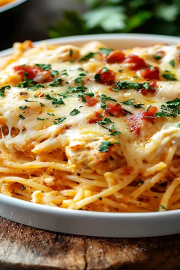 Irresistible Spicy Southern Cheesy Chicken Spaghetti Casserole