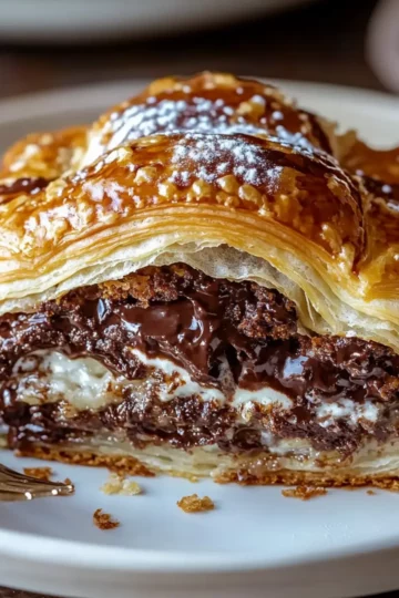 Chocolate Croissant Breakfast Bake with Flaky Layers