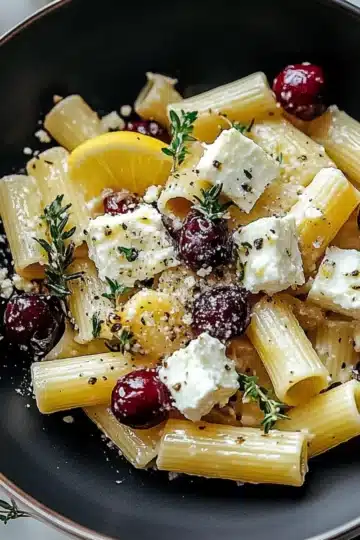 Feta & Cranberry Rigatoni Salad with Lemon Vinaigrette